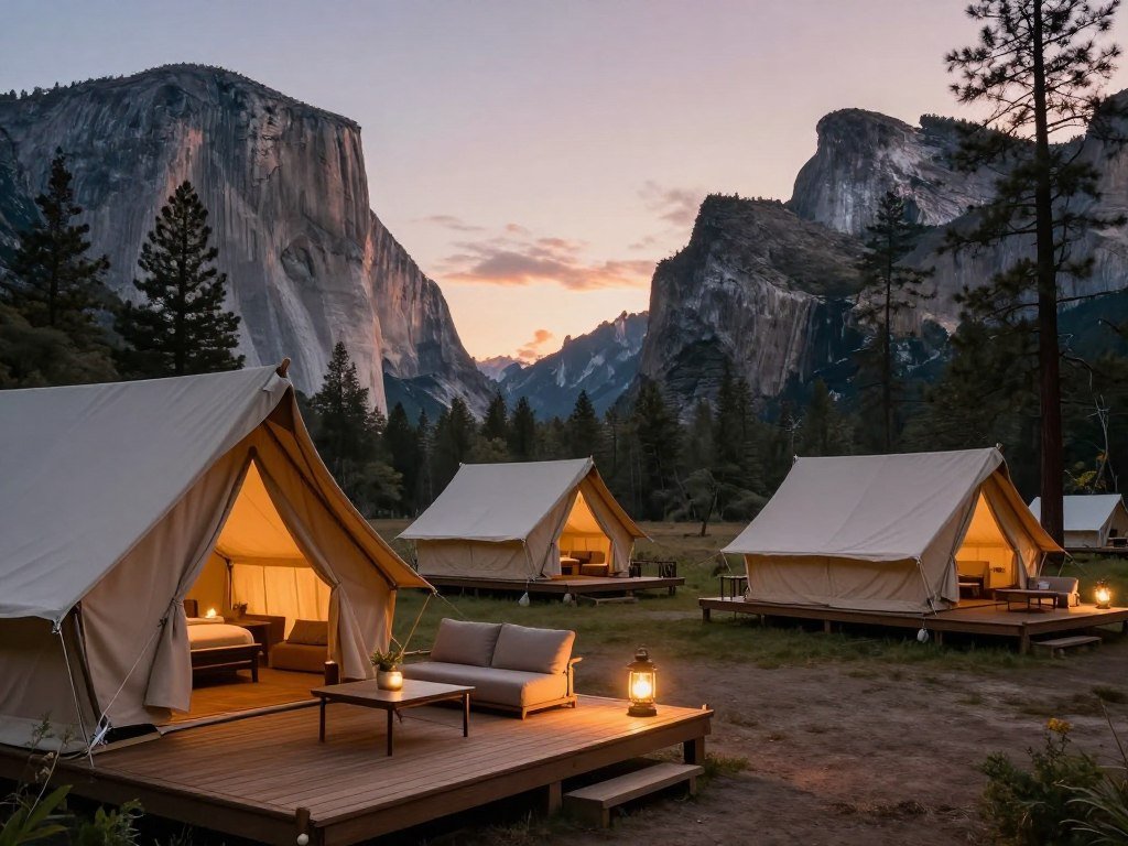 Safari-style tents near Yosemite with private decks Safari-style tents near Yosemite with private decks