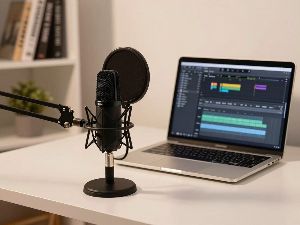 Samson Q2U beside a laptop for a beginner podcast setup Samson Q2U beside a laptop for a beginner podcast setup