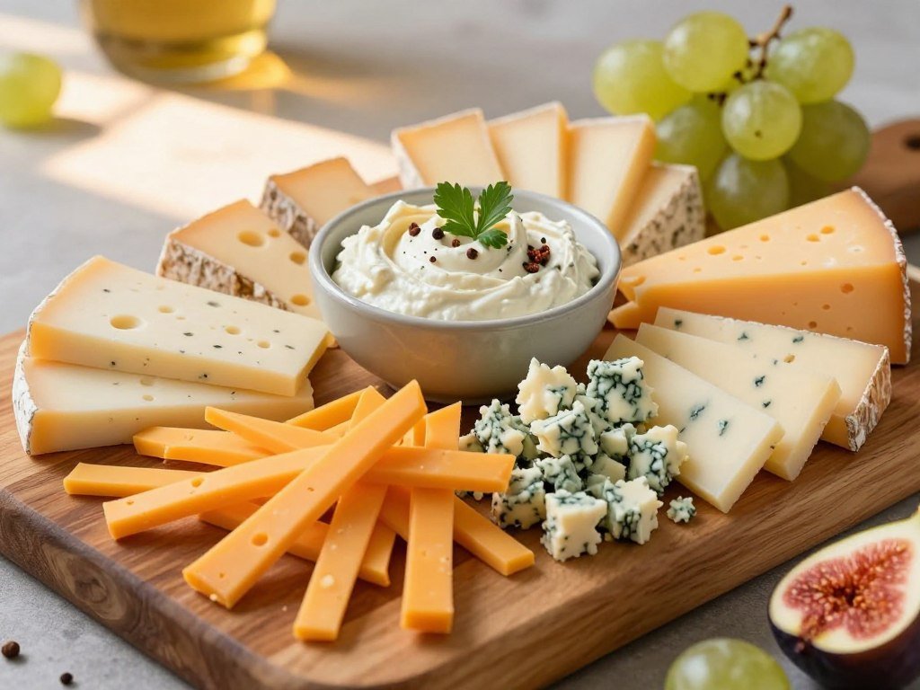 Shreds and slices set out for different vegan cheese dishes Shreds and slices set out for different vegan cheese dishes
