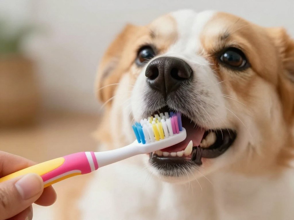 Small soft toothbrush fitting a dog's mouth for dental care Small soft toothbrush fitting a dog's mouth for dental care
