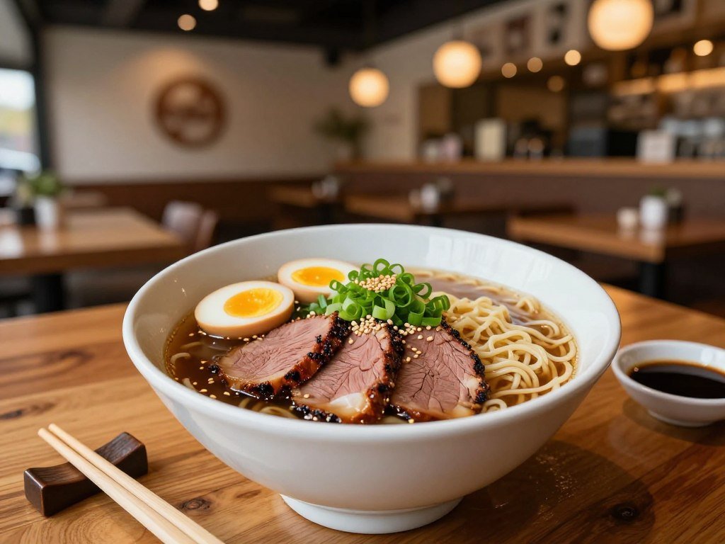 Smoked brisket ramen with egg at a Salt Lake restaurant