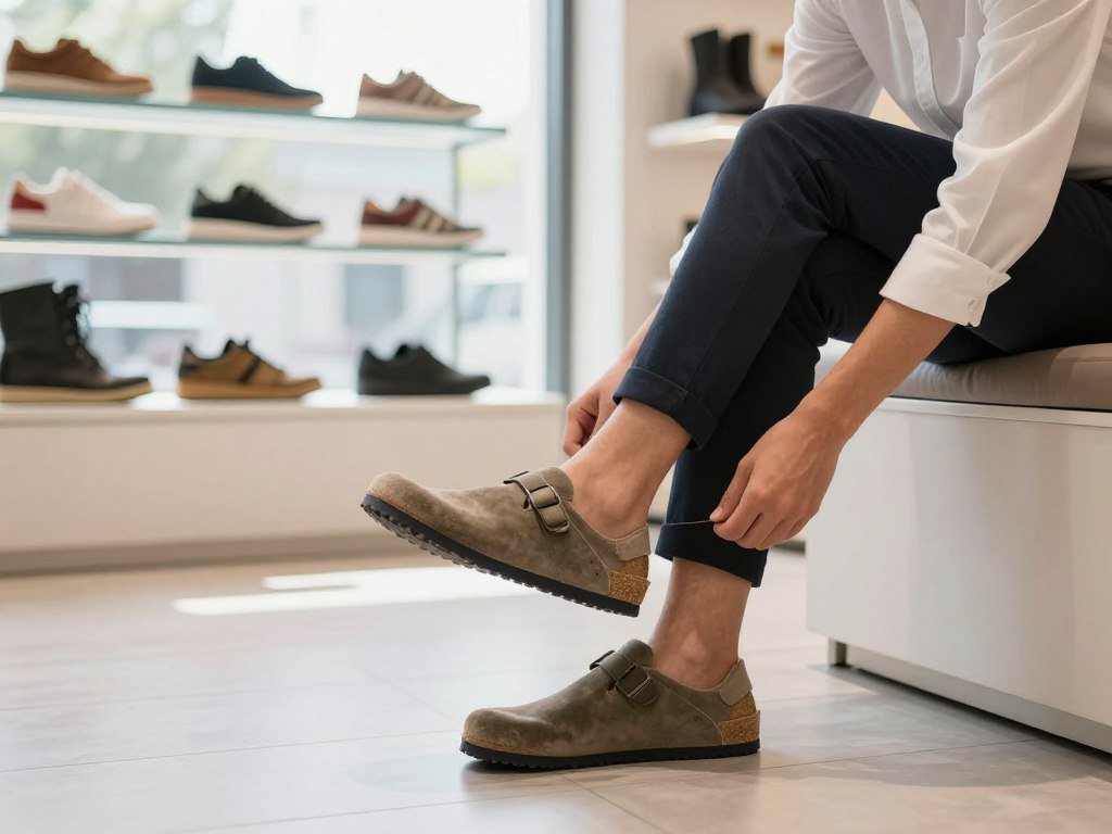 Sneaker fitting check for toe room and secure heel fit Sneaker fitting check for toe room and secure heel fit