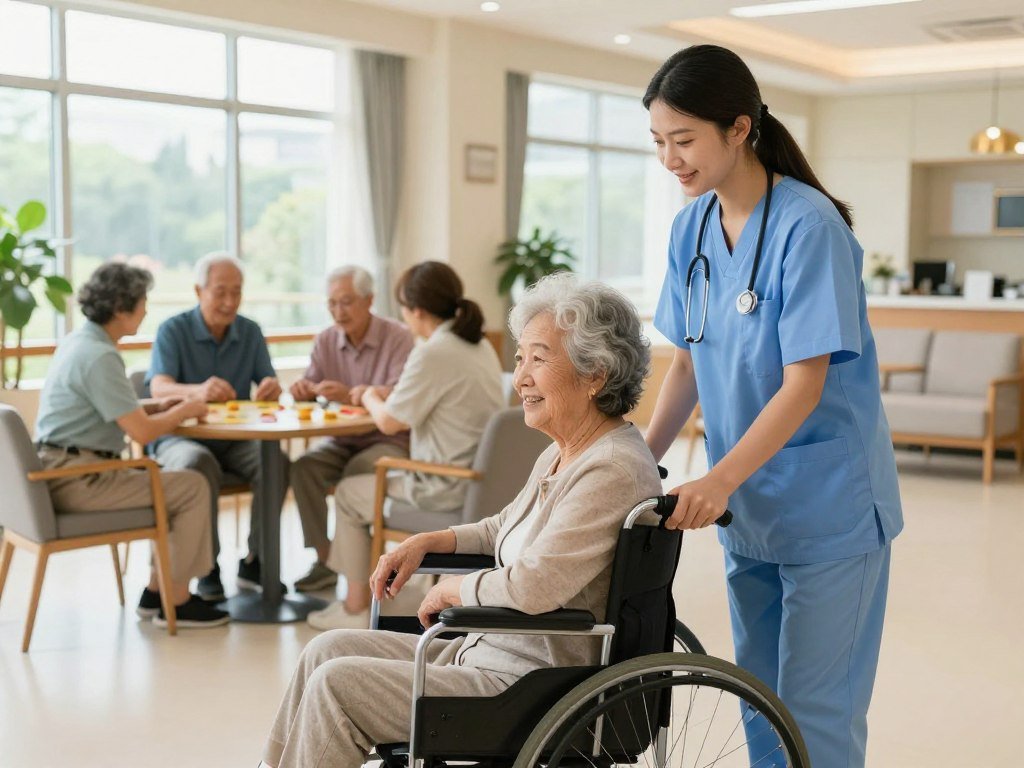 Staff supporting residents in a skilled nursing facility Staff supporting residents in a skilled nursing facility