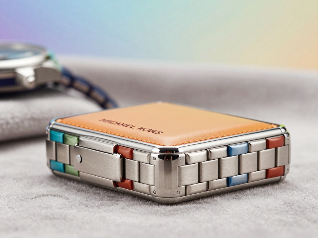 Stainless steel Michael Kors case with colored finishes