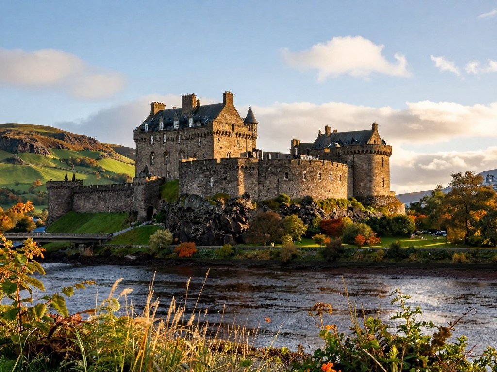 Stirling Castle on volcanic rock above the River Forth