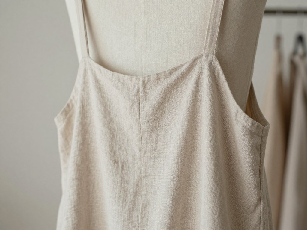 Stretch linen dress fabric with adjustable straps