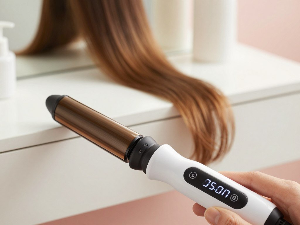 Temperature display set low for fine hair before curling