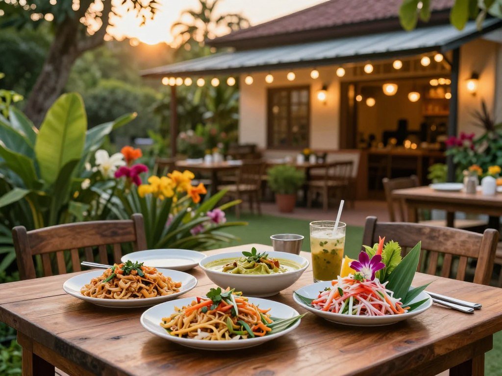 Thai food in the garden setting at a Lawrenceville restaurant Thai food in the garden setting at a Lawrenceville restaurant