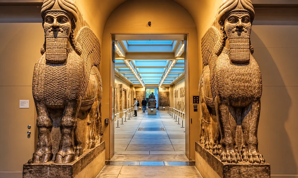 The British Museum in London, the capital of England and the United Kingdom, set along the River Thames