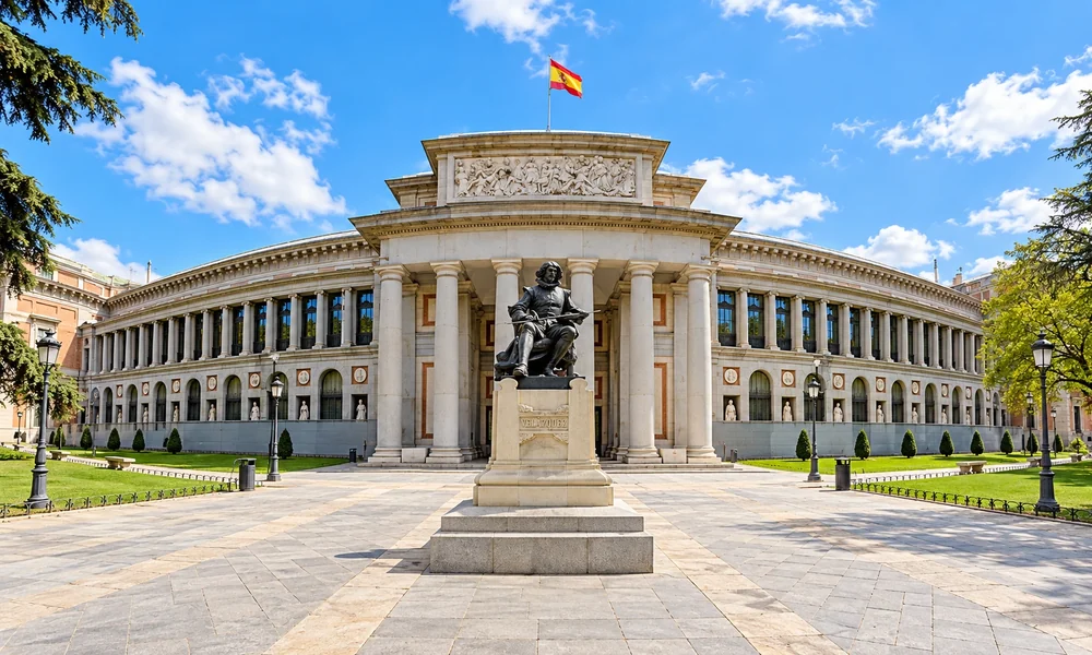 The Prado Museum in Madrid, the capital of Spain, known for its royal heritage and grand boulevards
