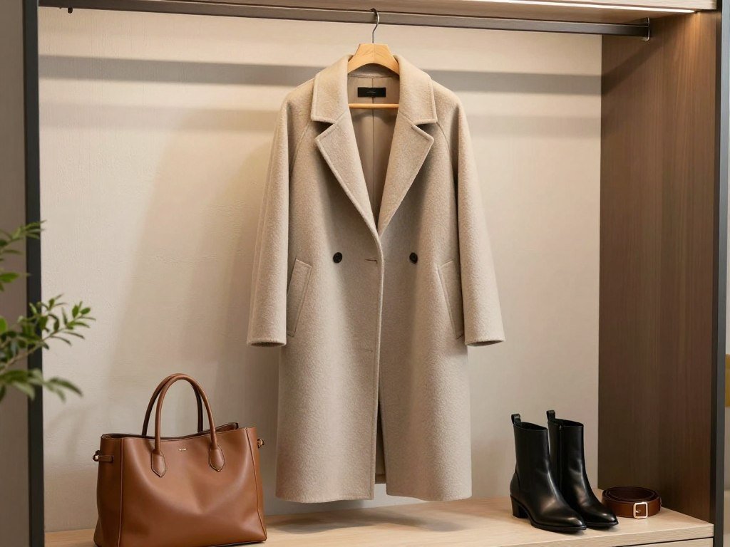 The Row minimalist coat and leather accessories for a timeless wardrobe