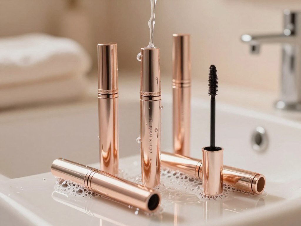 Tubing mascara tubes rinsing away with warm water