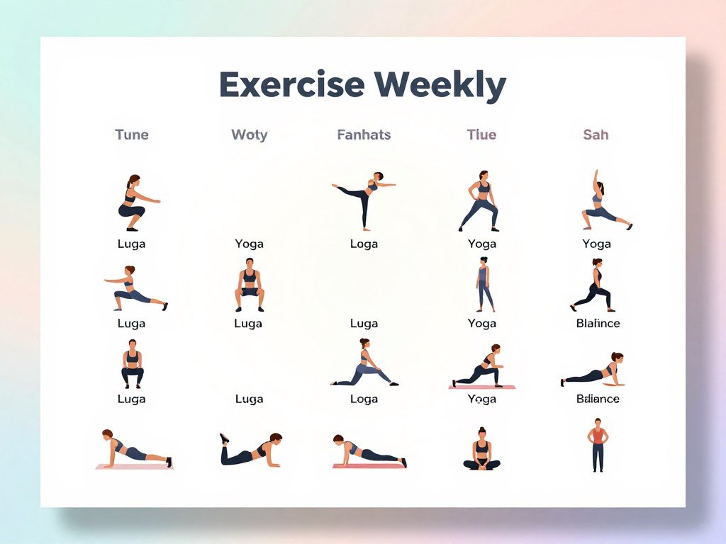 Weekly exercise schedule with strength and balance sessions Weekly exercise schedule with strength and balance sessions