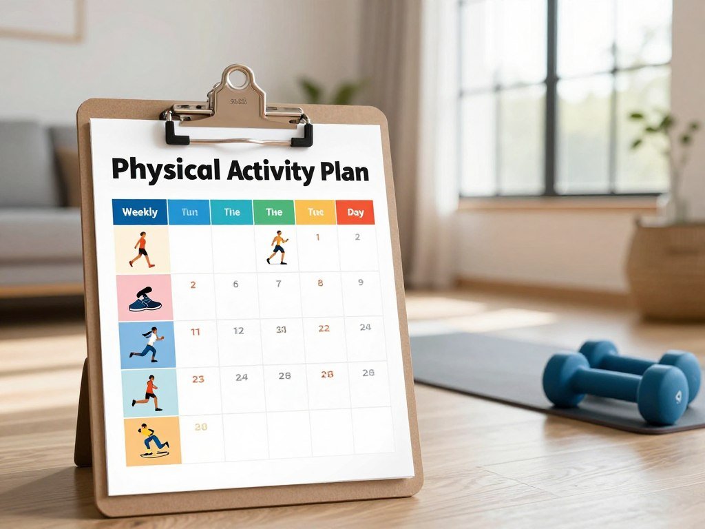 Weekly physical activity plan with walking and strength training Weekly physical activity plan with walking and strength training