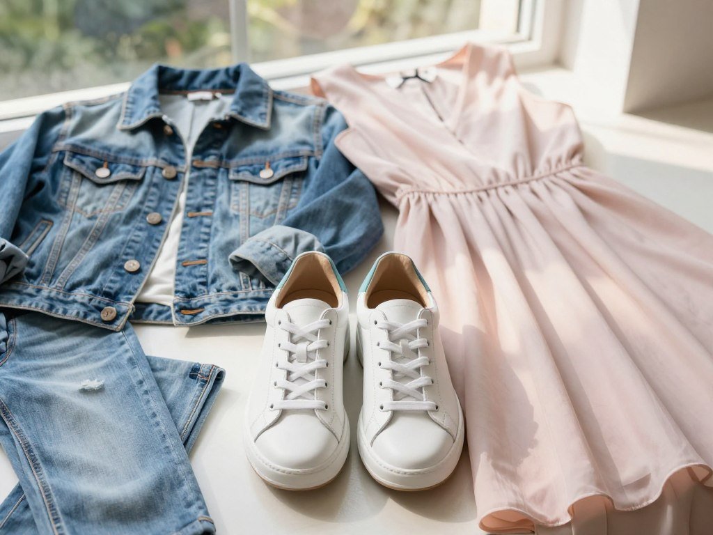 White leather sneakers paired with jeans and casual dresses