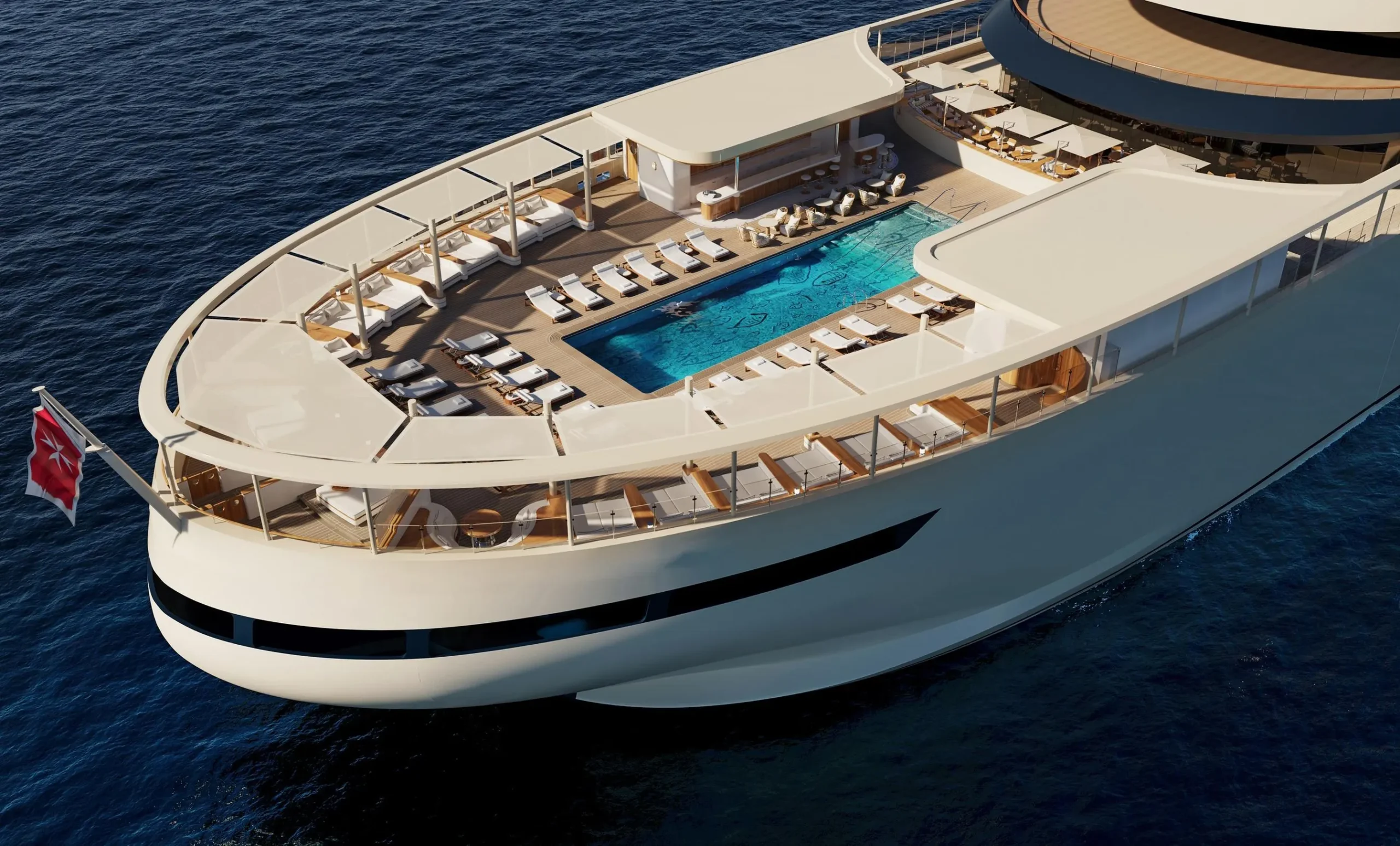 Luxury superyacht cruising on the open sea