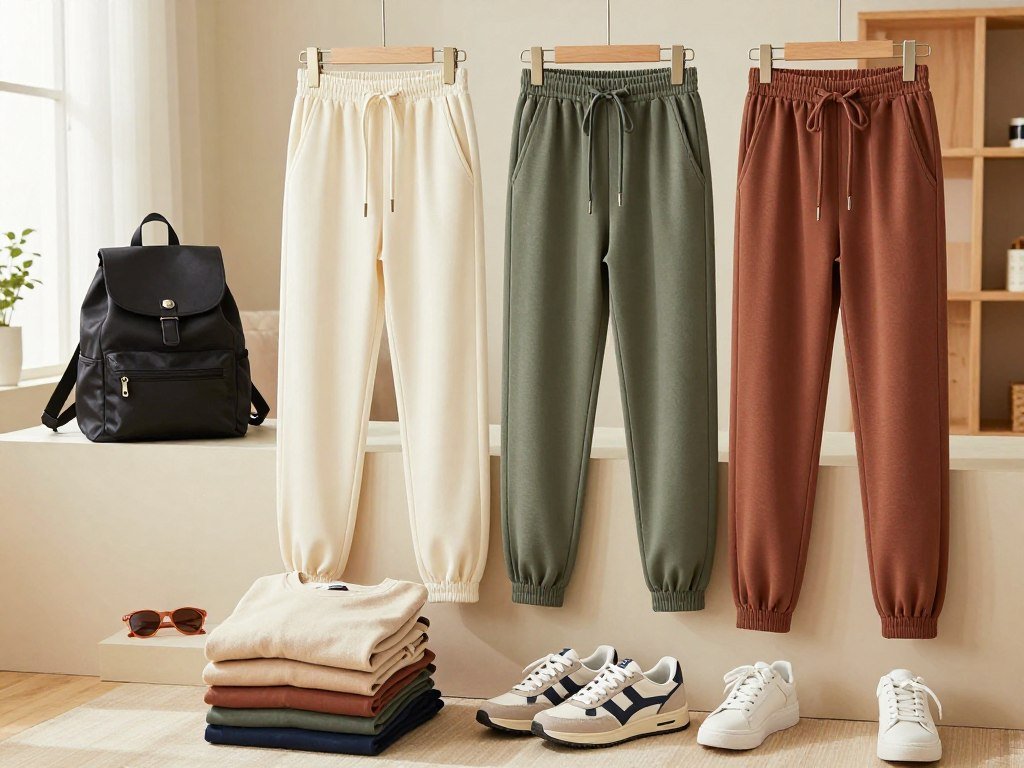 Women's joggers arranged for lounge-to-errand outfits Women's joggers arranged for lounge-to-errand outfits