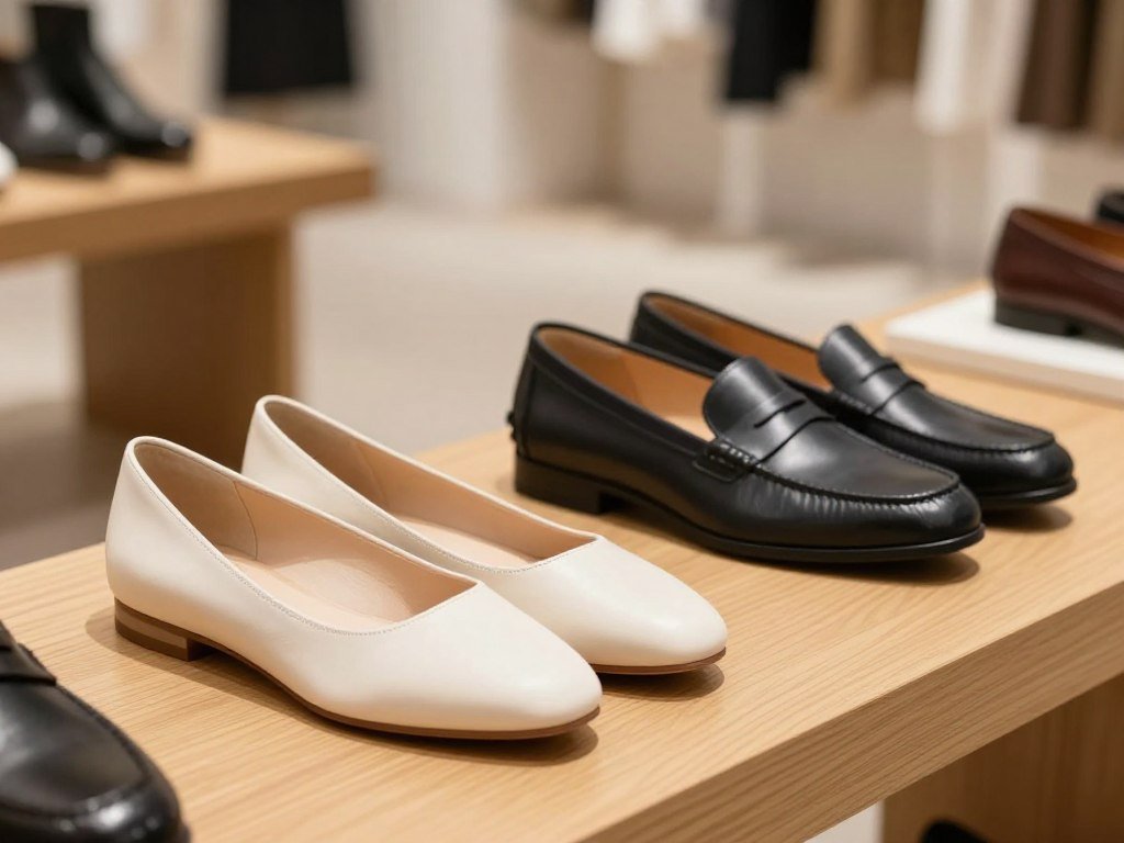 Women’s flats and men’s loafers in Quince shoe styles