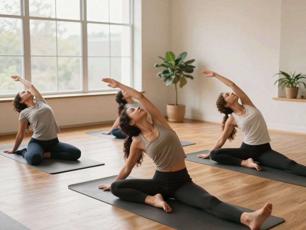 Yoga poses for flexibility practiced at a steady pace