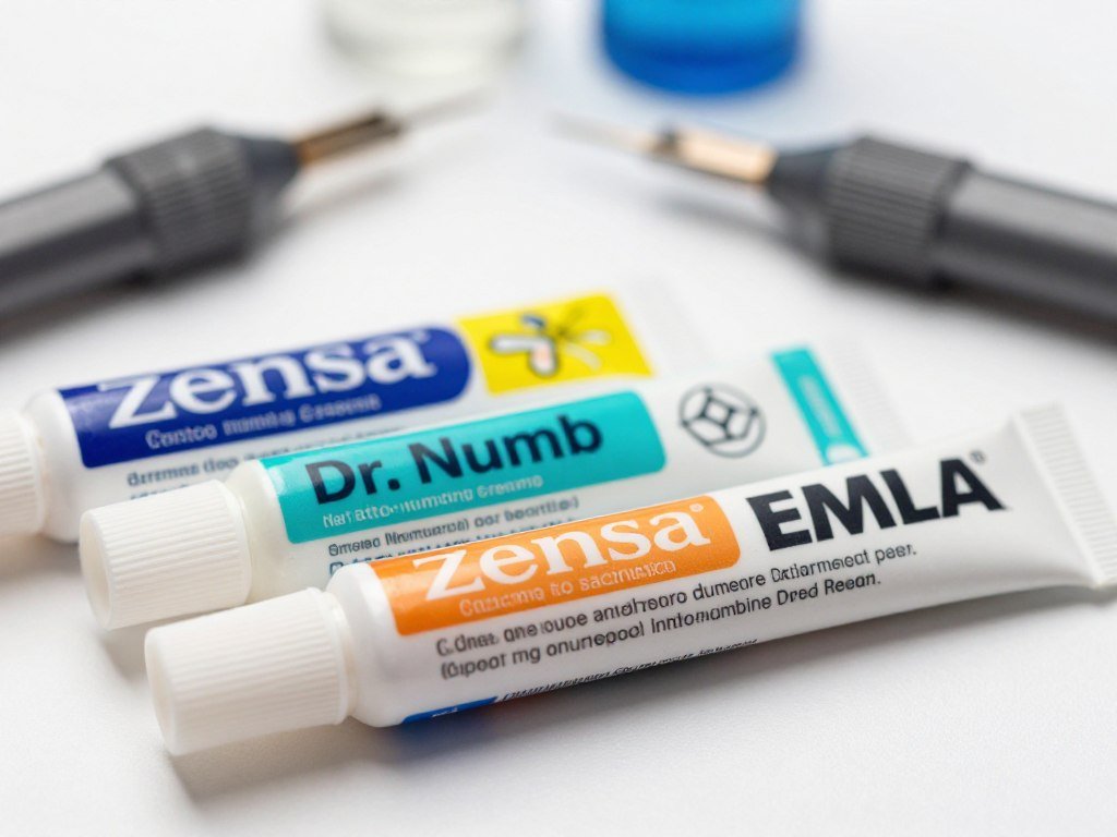 Zensa, Dr. Numb, and EMLA labels compared before tattooing Zensa, Dr. Numb, and EMLA labels compared before tattooing