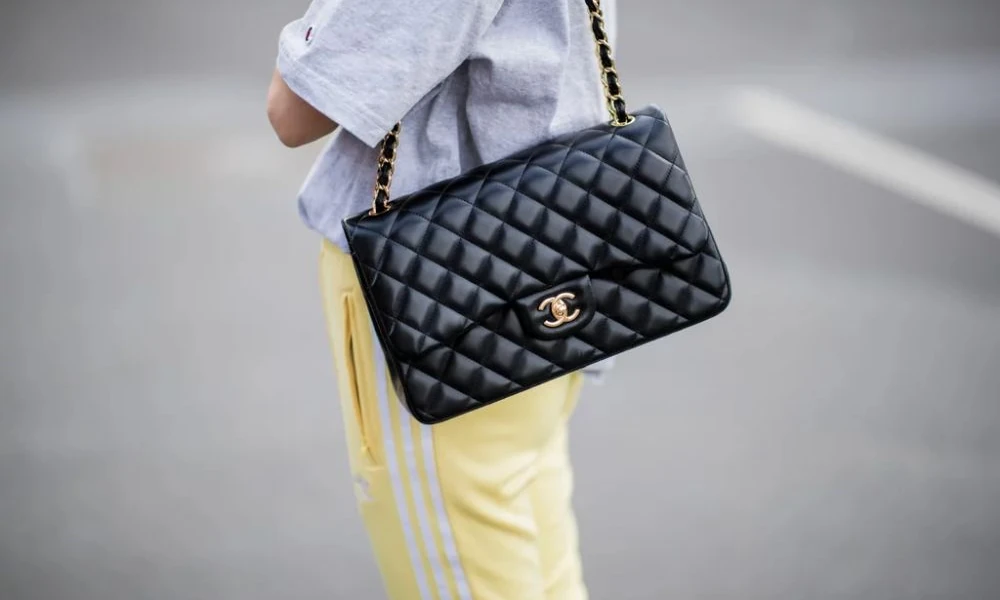 Chanel 2.55 bag with quilted leather and a Mademoiselle lock.