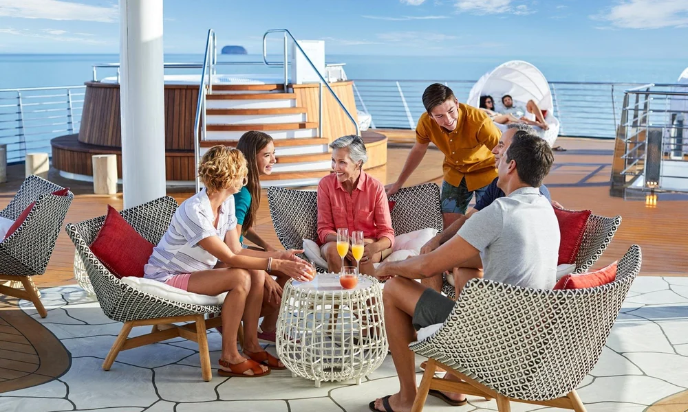 Family relaxing on a modern upscale cruise ship