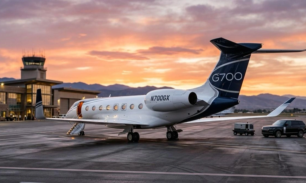 Gulfstream G700 large-cabin private jet.