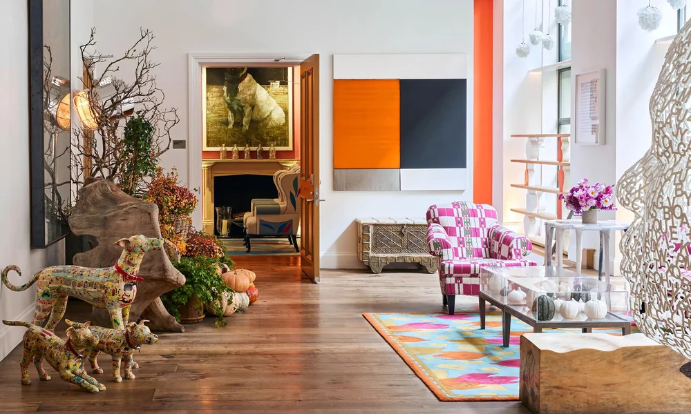 Artistic boutique hotel interior inspired by Crosby Street Hotel.