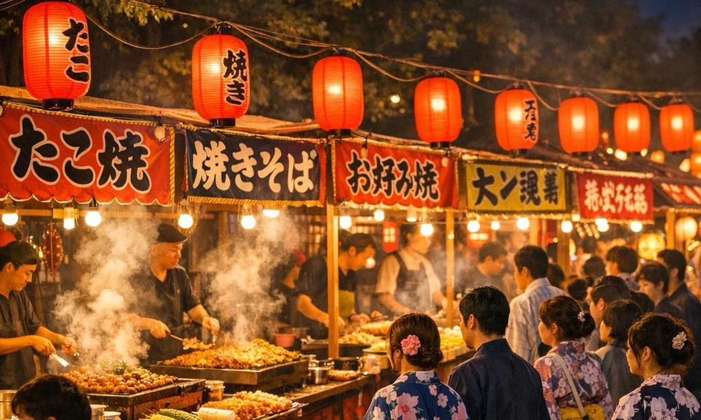 Japanese summer festival with glowing lanterns-Best time to visit Japan
