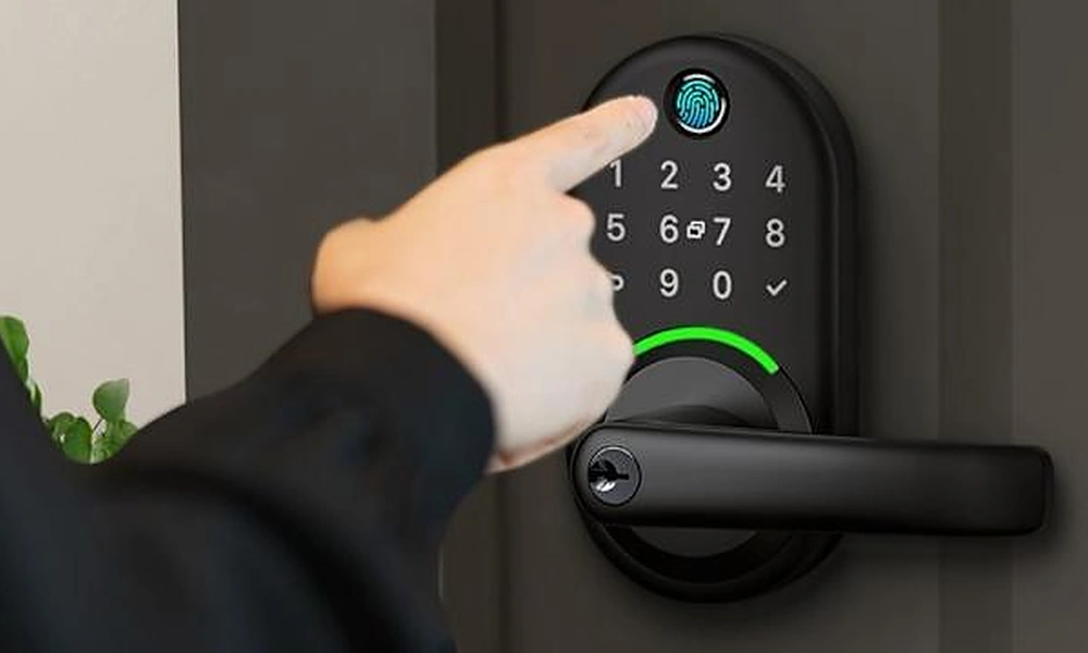 Fingerprint smart lock offering quick biometric entry.